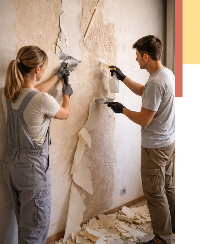 Снятие старых обоев в Апатитах от 5445 руб. под ключ недорого | ОТДЕЛОЧНИК-Птт