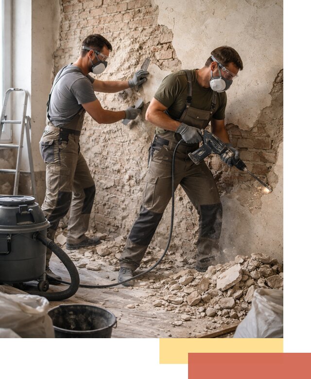 Демонтаж штукатурки со стен в Апатитах быстро и аккуратно