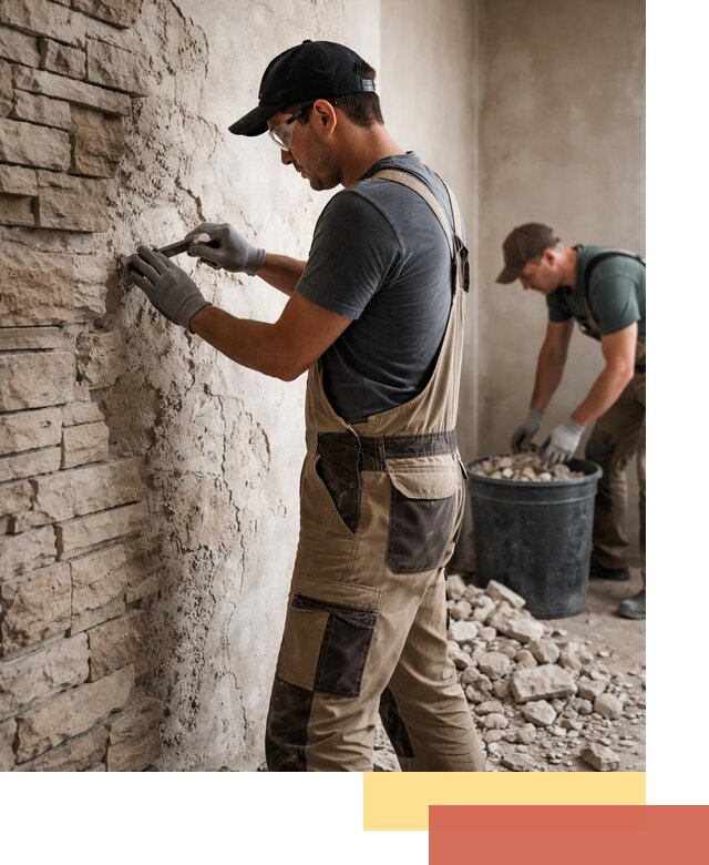 Демонтаж декоративного камня в Апатитах профессионально и безопасно