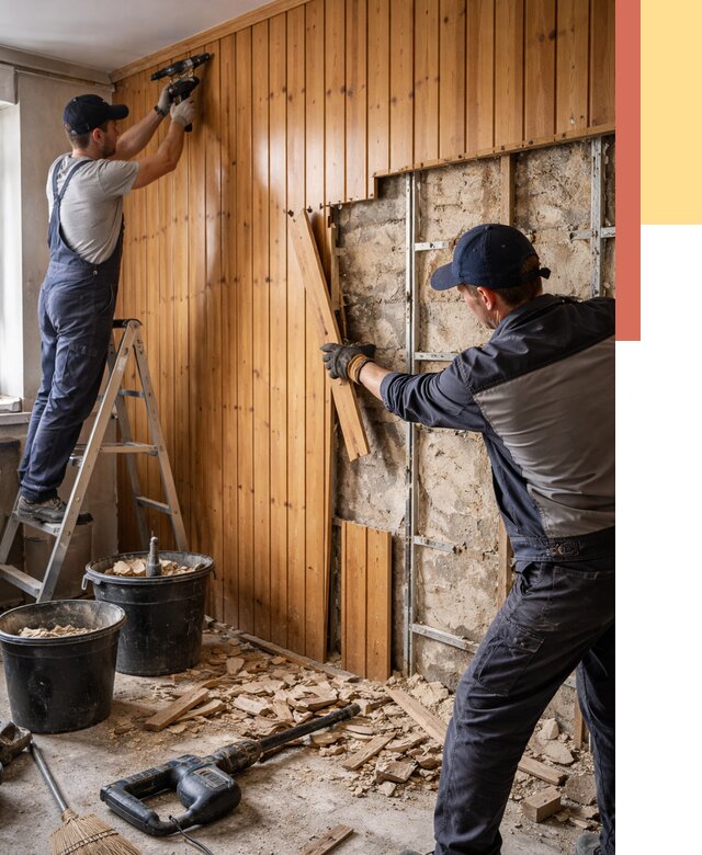 Демонтаж вагонки со стен в Апатитах от 1504 руб. — снятие, удаление, срочно | ОТДЕЛОЧНИК-Птт