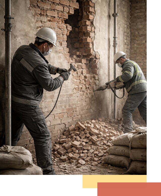 Демонтаж кирпичных стен в Апатитах быстро и безопасно