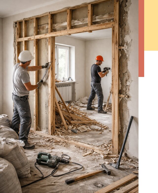 Демонтаж деревянных перегородок в Апатитах от 3319 руб. — быстро и недорого | ОТДЕЛОЧНИК-Птт