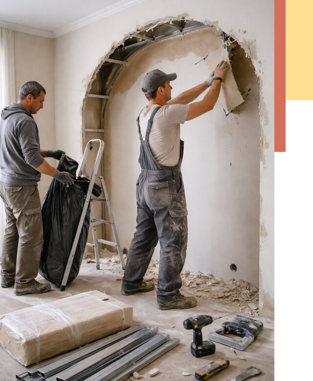 Демонтаж арки из гипсокартона в Апатитах от 3630 руб. — услуги под ключ | ОТДЕЛОЧНИК-Птт