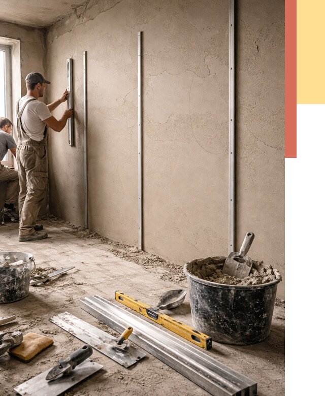 Штукатурка стен по маякам в Апатитах от 5705 руб./м² — выравнивание под ключ | ОТДЕЛОЧНИК-Птт