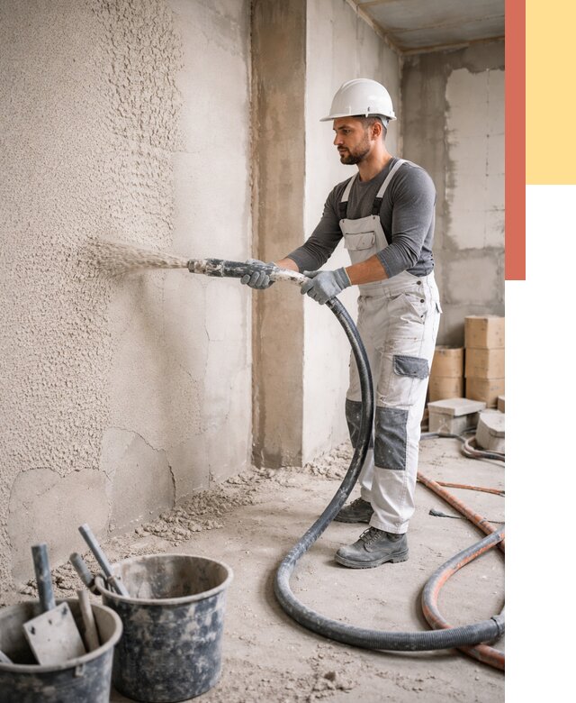 Машинная штукатурка стен в Апатитах под ключ от 6742 руб./м2 | ОТДЕЛОЧНИК-Птт