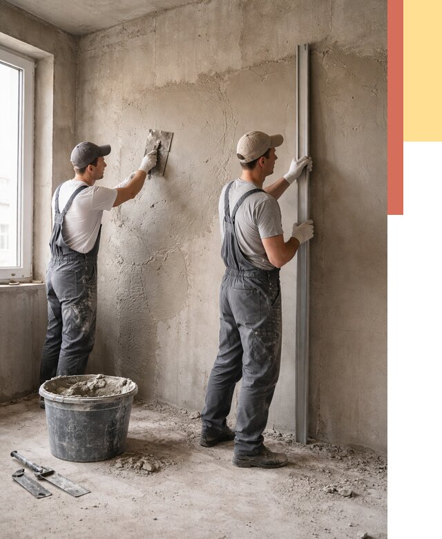 Штукатурка бетонных стен в Апатитах от 4667 руб/м² — качественно и быстро | ОТДЕЛОЧНИК-Птт