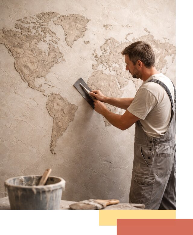 Декоративная штукатурка «Карта мира» под ключ в Апатитах