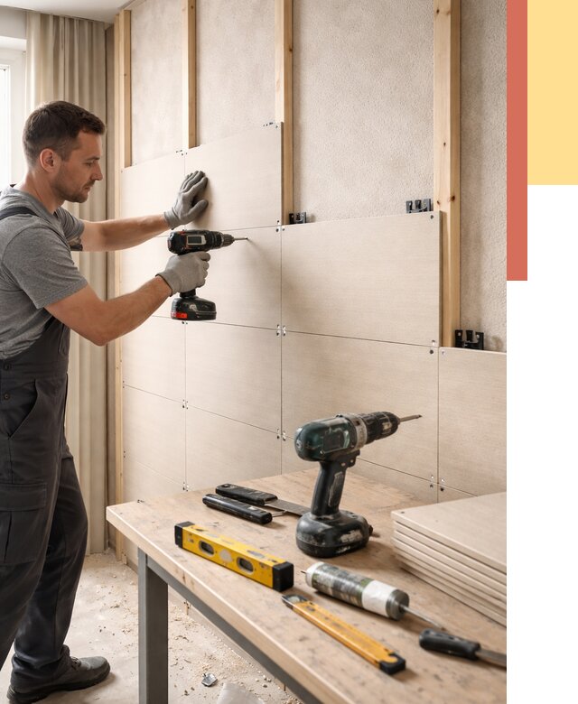 Монтаж МДФ панелей на стены в Апатитах от 1297 руб. под ключ | ОТДЕЛОЧНИК-Птт