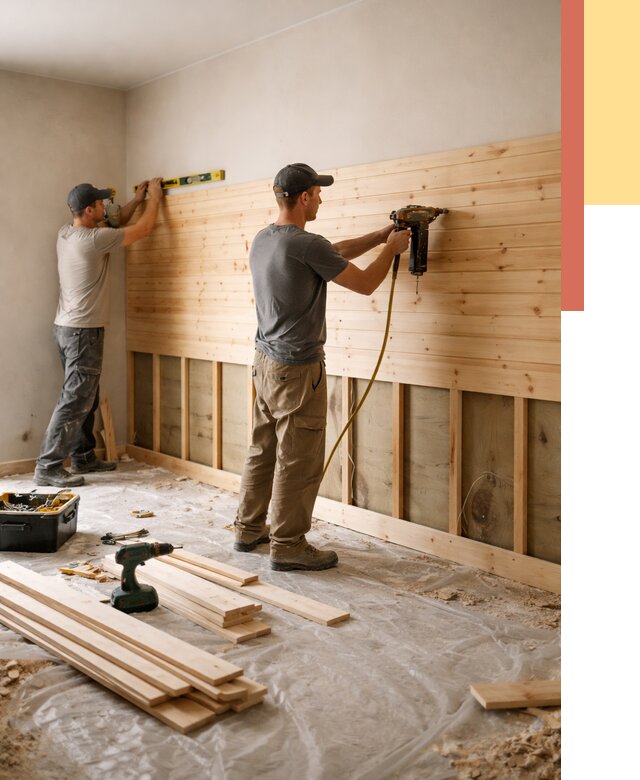 Монтаж деревянной вагонки на стены в Апатитах от 7779 руб. | Услуги монтажа вагонки | ОТДЕЛОЧНИК-Птт