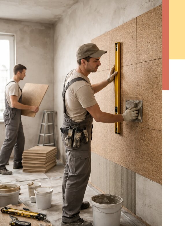 Монтаж пробковых панелей на стены в Апатитах от 3630 руб. — ОТДЕЛОЧНИК-Птт