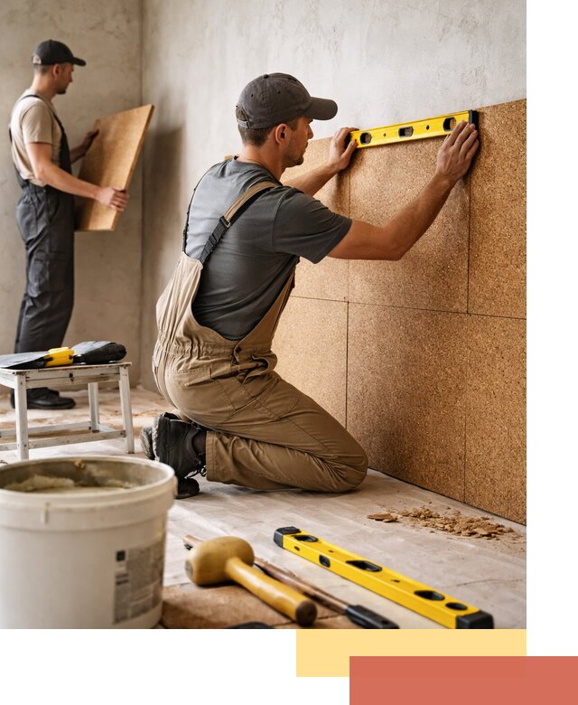 Монтаж пробковых панелей на стены в Апатитах быстро и качественно