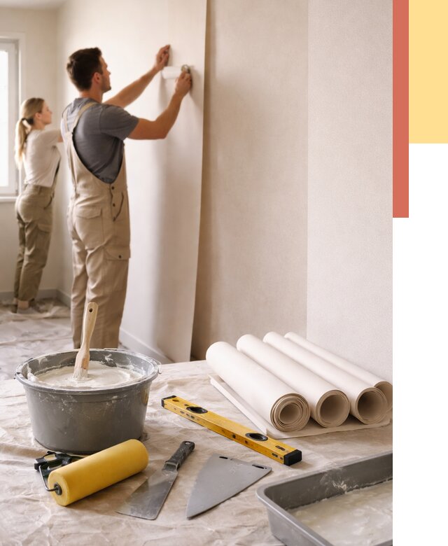 Поклейка бумажных обоев в Апатитах от 5705 руб./м2 — быстро и недорого | ОТДЕЛОЧНИК-Птт