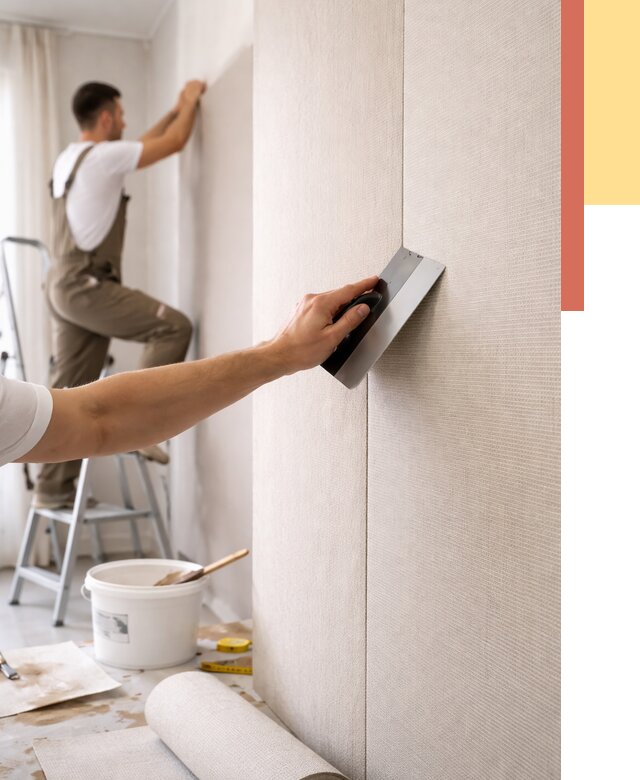 Поклейка текстильных обоев в Апатитах от 4667 руб. под ключ | ОТДЕЛОЧНИК-Птт