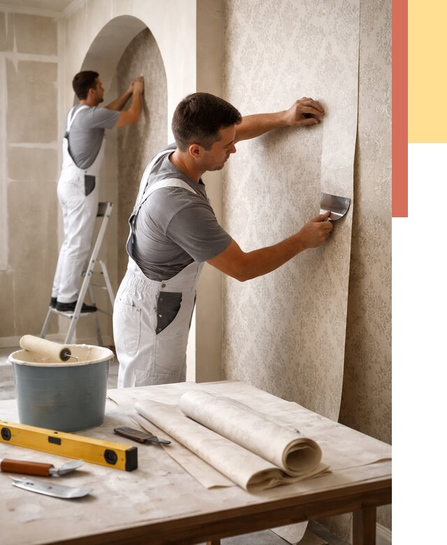 Поклейка обоев на сложные стены в Апатитах от 2904 руб. под ключ | ОТДЕЛОЧНИК-Птт