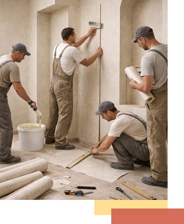 Поклейка обоев на сложные стены и неровные поверхности в Апатитах