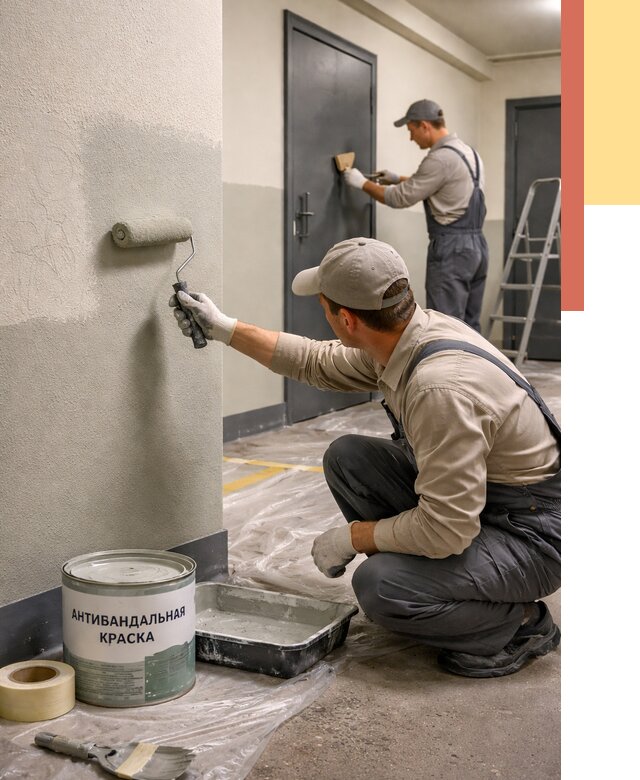 Покраска стен антивандальной краской в Апатитах от 4667 руб./м² под ключ | ОТДЕЛОЧНИК-Птт