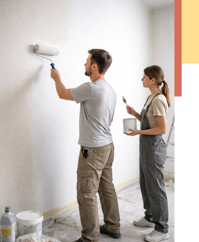 Окраска стен по стеклохолсту в Апатитах от 4667 руб/м² под ключ | ОТДЕЛОЧНИК-Птт