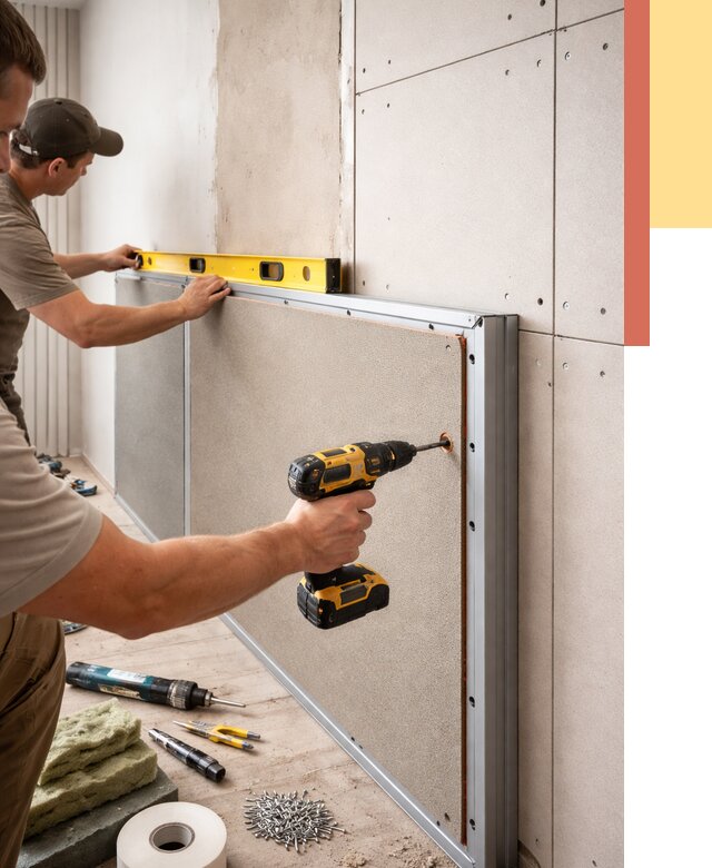 Шумоизоляция стен панелями ЗИПС в Апатитах от 2282 руб./м² под ключ | ОТДЕЛОЧНИК-Птт