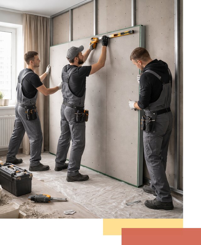 Шумоизоляция стен панелями ЗИПС в Апатитах для жилых и коммерческих помещений