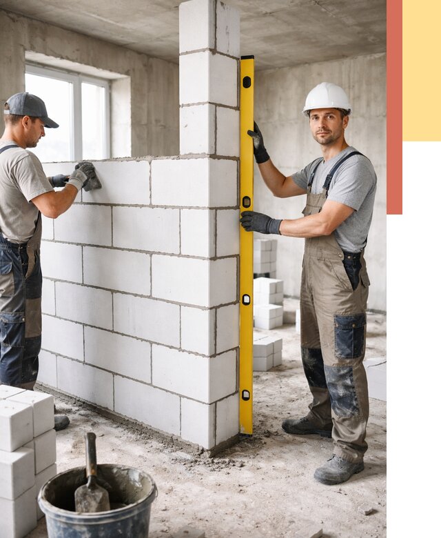 Кладка перегородок из пеноблока в Апатитах от 1867 руб. под ключ | ОТДЕЛОЧНИК-Птт