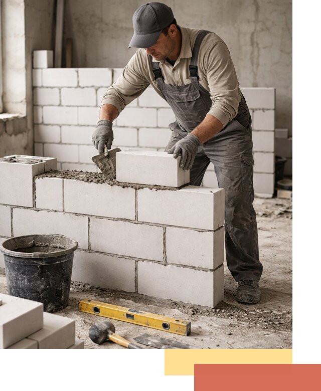 Кладка перегородок из силикатного блока в Апатитах