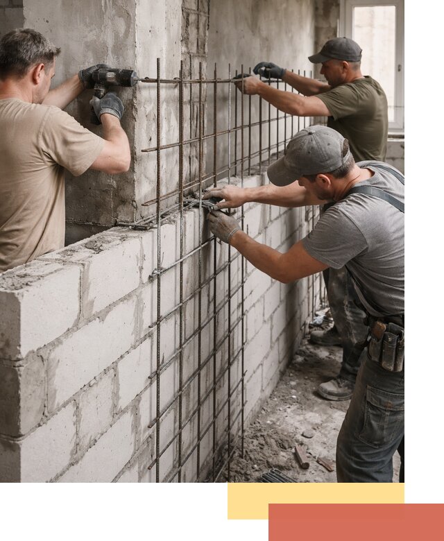 Армирование кладки перегородок в Апатитах профессионально и надёжно