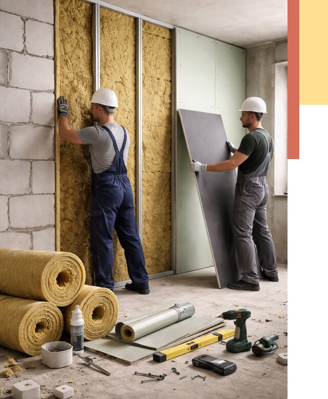 Шумоизоляция перегородок из блоков в Апатитах от 1919 руб./м² — быстро и недорого | ОТДЕЛОЧНИК-Птт