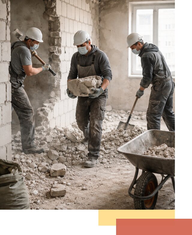 Демонтаж блочных перегородок в Апатитах быстро и аккуратно