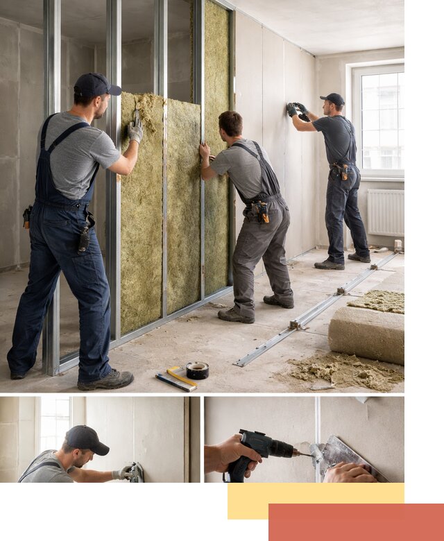 Перегородка из гипсокартона с шумоизоляцией в Апатитах — монтаж под ключ