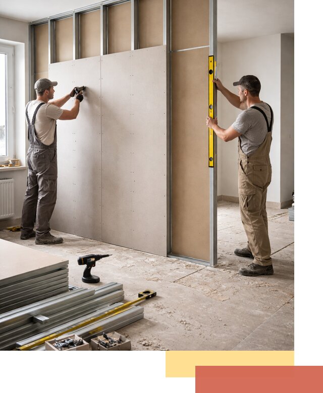 Зонирующая перегородка из гипсокартона под ключ в Апатитах