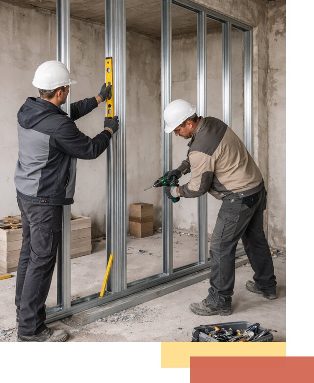 Монтаж каркаса перегородки из профиля в Апатитах