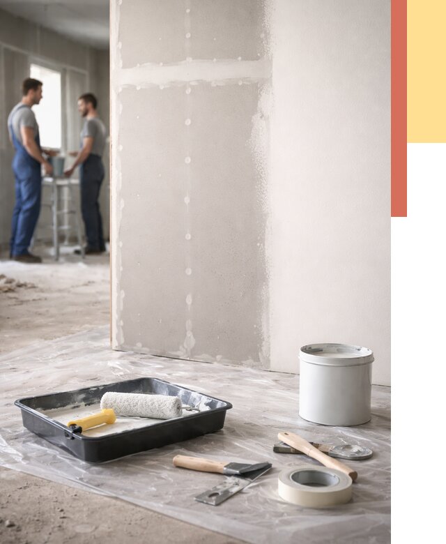 Покраска перегородок из гипсокартона в Апатитах от 4667 руб. под ключ | ОТДЕЛОЧНИК-Птт