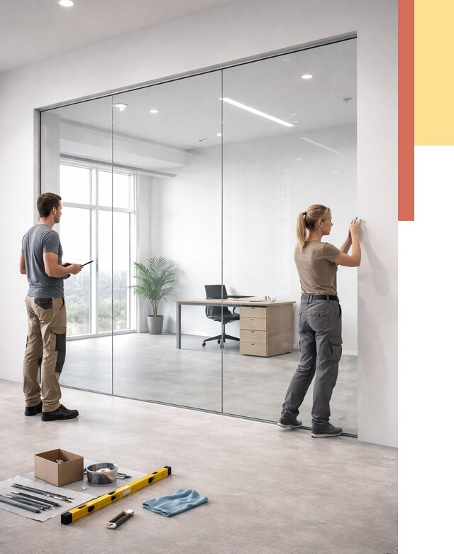 Перегородки из закаленного стекла в Апатитах от 9853 руб. под ключ | ОТДЕЛОЧНИК-Птт