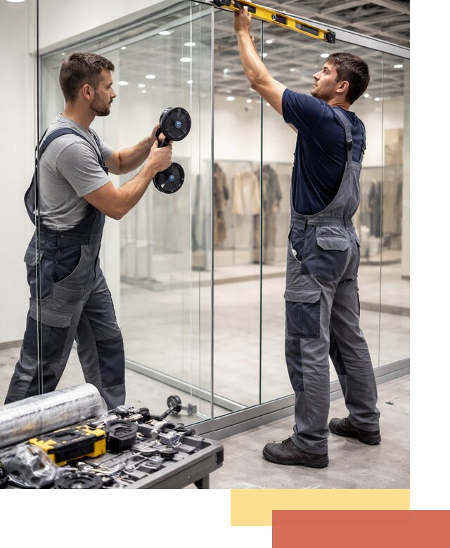 Стеклянные перегородки для магазинов в Апатитах — монтаж и установка