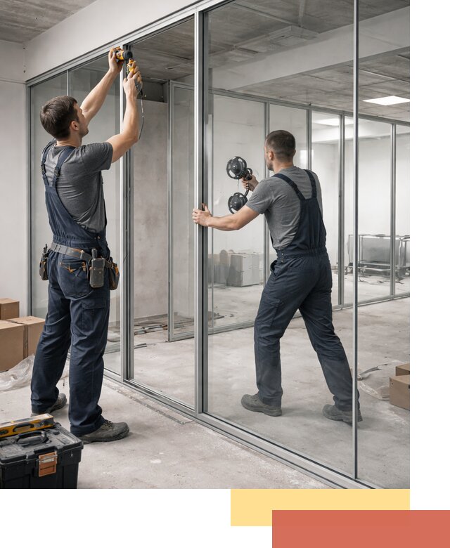 Алюминиевые перегородки со стеклом в Апатитах — изготовление и монтаж