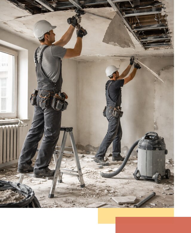 Демонтаж гипсокартонного потолка в Апатитах быстро и аккуратно