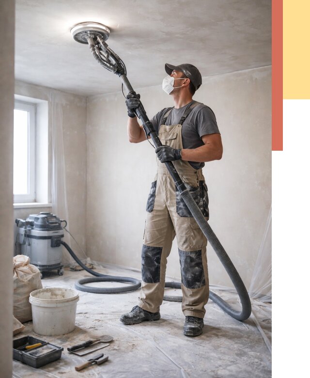 Шлифовка потолка в Апатитах от 3630 руб. — услуги шлифования потолка | ОТДЕЛОЧНИК-Птт