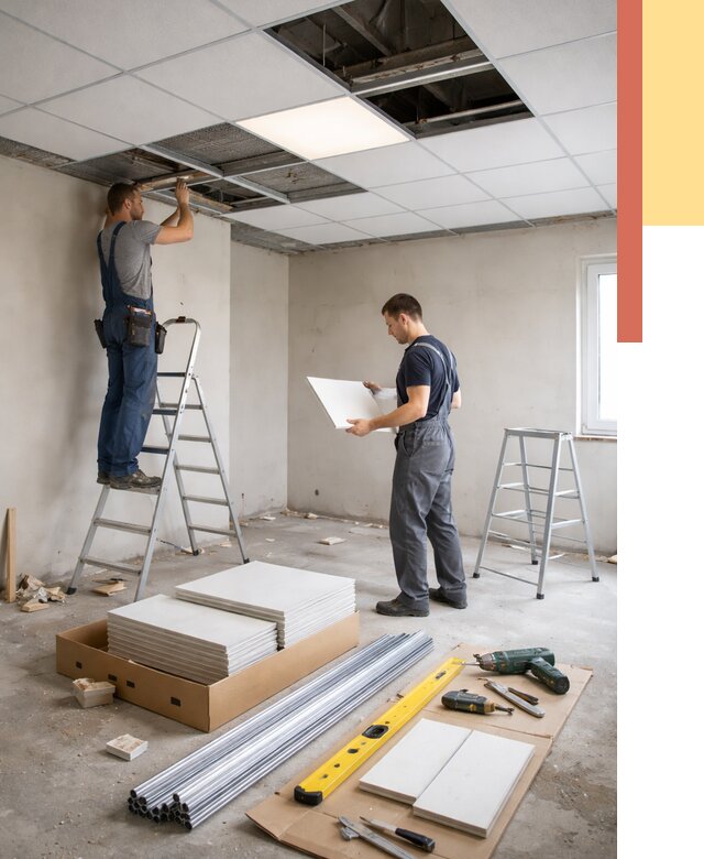 Монтаж потолка армстронг в Апатитах от 4667 руб/м2 — быстрая установка под ключ | ОТДЕЛОЧНИК-Птт