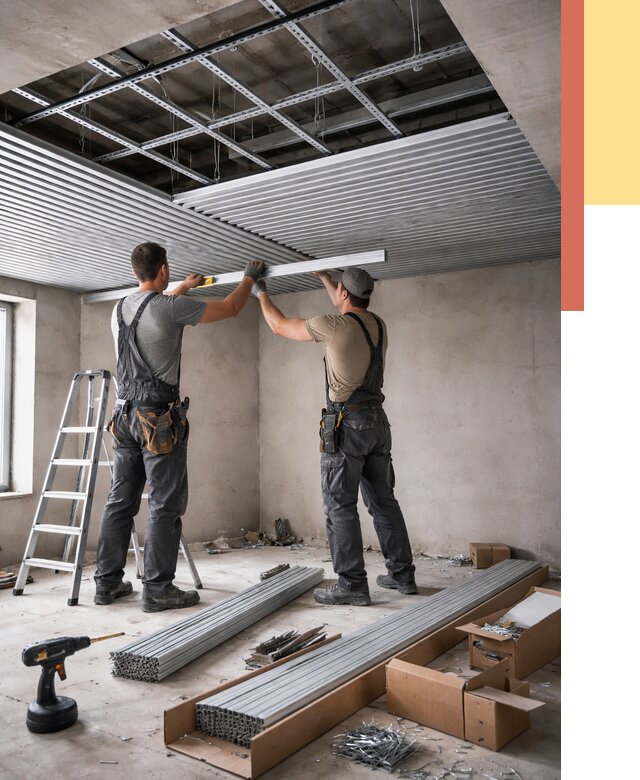 Монтаж реечного потолка в Апатитах от 4667 руб. под ключ | ОТДЕЛОЧНИК-Птт