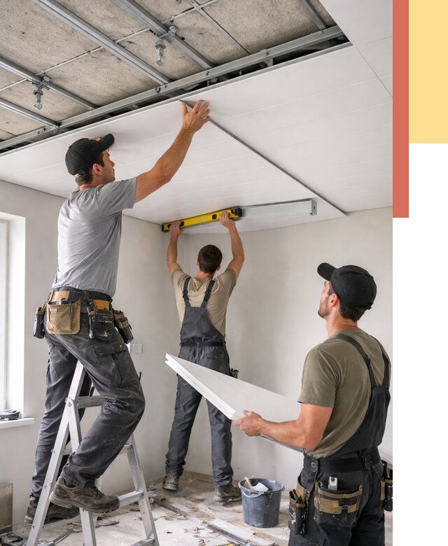 Монтаж потолка из ПВХ панелей в Апатитах от 3630 руб./м2 — быстро и недорого | ОТДЕЛОЧНИК-Птт