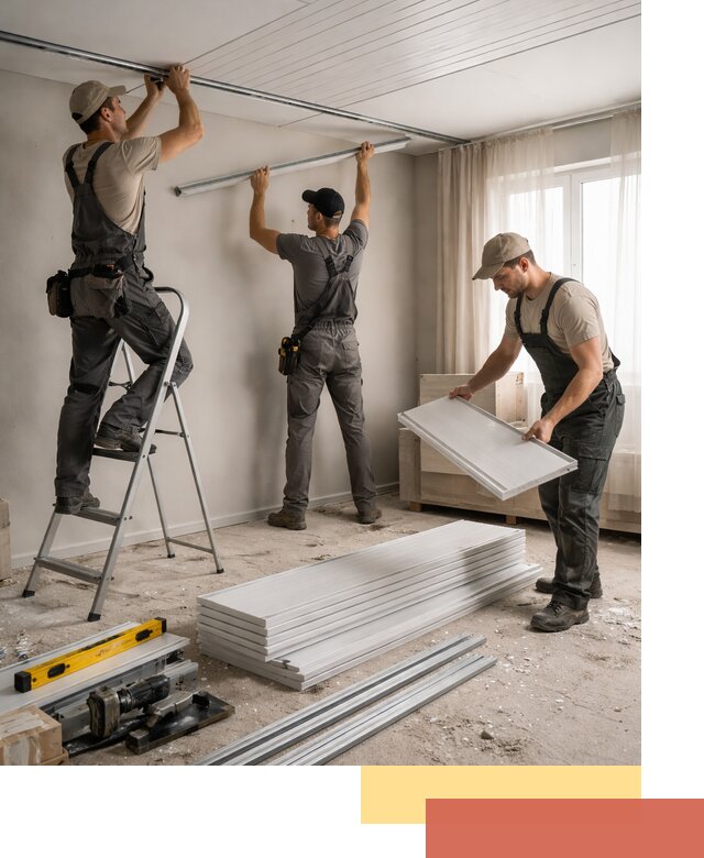 Монтаж потолка из ПВХ панелей в Апатитах оперативно и качественно