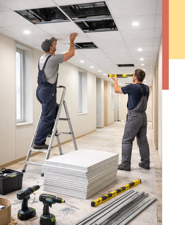 Ремонт потолка Армстронг в Апатитах от 4667 руб. — быстро и недорого | ОТДЕЛОЧНИК-Птт