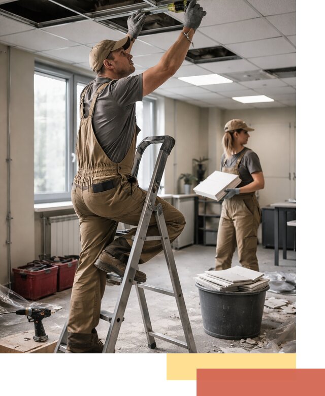 Ремонт потолка Армстронг и замена плит в Апатитах