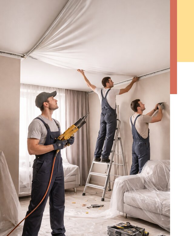 Установка натяжного потолка в Апатитах от 4667 руб. | Быстро и недорого — ОТДЕЛОЧНИК-Птт