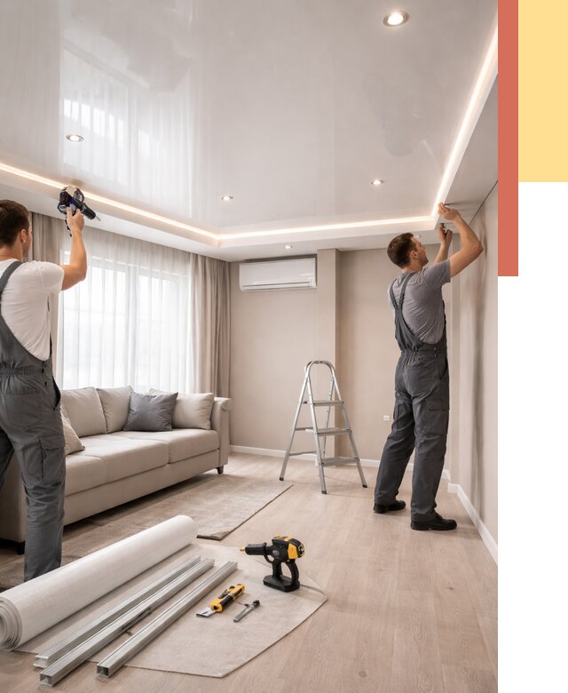 Монтаж глянцевого натяжного потолка в Апатитах от 778 руб. под ключ | ОТДЕЛОЧНИК-Птт