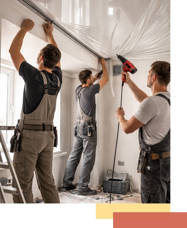 Монтаж глянцевого натяжного потолка в Апатитах быстро и качественно