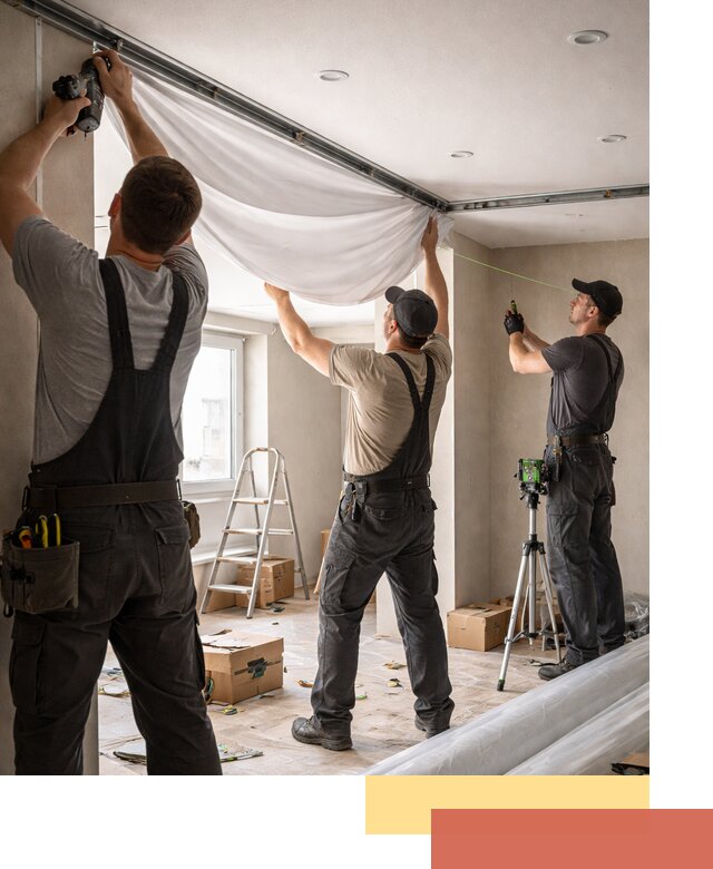 Монтаж парящего натяжного потолка под ключ в Апатитах