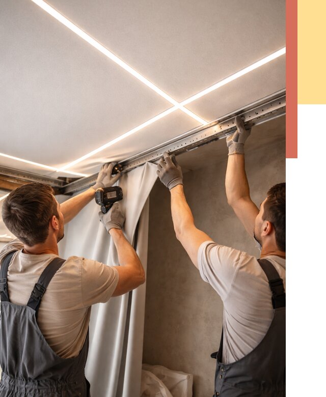 Монтаж натяжного потолка со световыми линиями в Апатитах от 1245 руб. | ОТДЕЛОЧНИК-Птт