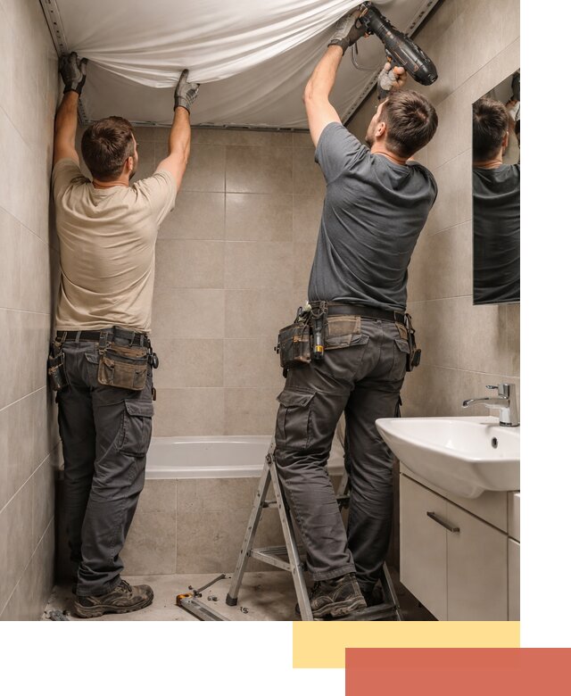 Монтаж натяжного потолка в ванной в Апатитах быстро и качественно