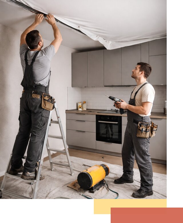 Монтаж натяжного потолка на кухне в Апатитах